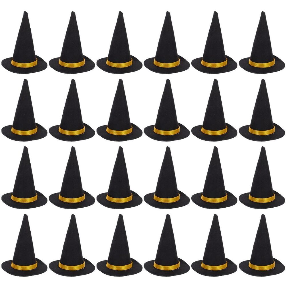 6537 24pcs Small Witch Hats for Crafts Mini Wizard Hat Wine Bottle Toppers